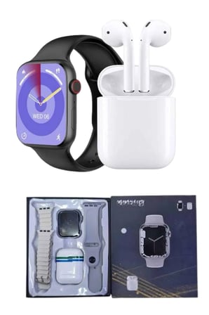 Hediye Akıllı Saat Gümüş Kasa Bluetooth Kulaklık Hediyeli Çok Fonksiyonlu İkili Set