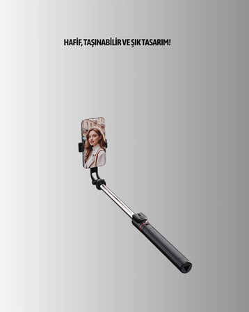 Hediye Bluetooth Işıklı Uzaktan Kumandalı Selfie Çubuğu – 130 Cm Yükseklik
