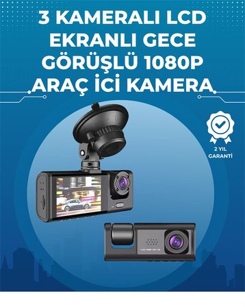 Hediye Gece Görüşlü 3'lü Araç Kamerası – Geri Görüş Destekli, 170° Geniş Açı