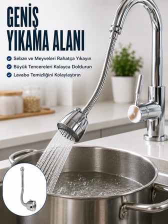 Hediye Esnek Spiral Musluk Uzatma Fıskiyesi  Su Tasarruflu Ayarlanabilir Musluk Başlığı