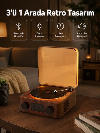 Hediye Stereo Bluetooth Hoparlör – Gece Lambalı Ve Saat Göstergeli Yeni Nesil