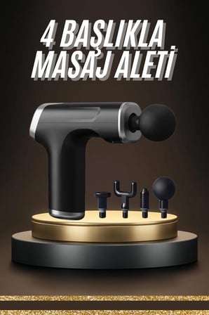Hediye Taşınabilir Şarjlı Masaj Tabancası 4 Başlıklı Kas Rahatlatıcı Masaj Aleti