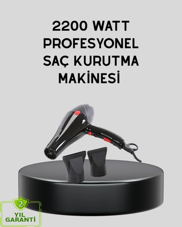 Hediye Profesyonel 2200w Fön Makinesi – Ac Motorlu, Hızlı Kurutma, Hafif Tasarım