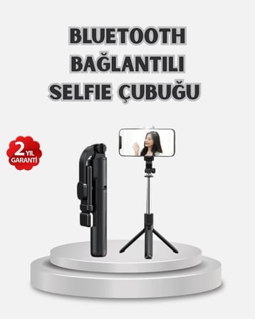 Hediye Kablosuz Bluetooth Selfie Çubuğu – 360° Dönebilir Başlık, Taşınabilir Ve Şık Tasarım
