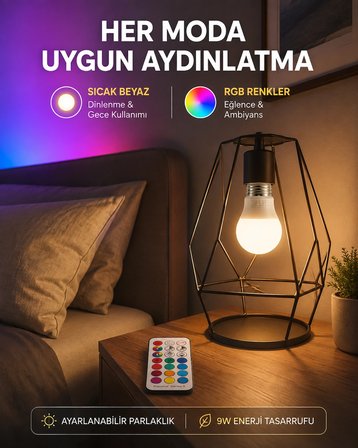 Hediye Kumanda Destekli Çok Renkli Akıllı Led Ampul Yeni Nesil