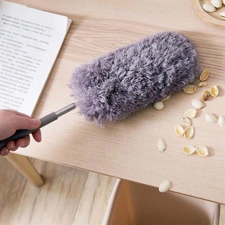 Hediye 140 Cm Teleskopik Uzatılabilir Mikrofiber Yumuşak Başlıklı Gri Toz Alma Fırçası Toz Püskülü
