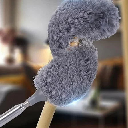 Hediye 140 Cm Teleskopik Uzatılabilir Mikrofiber Yumuşak Başlıklı Gri Toz Alma Fırçası Toz Püskülü