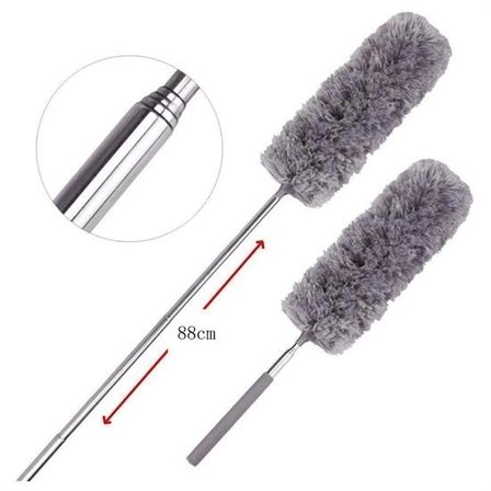 Hediye 140 Cm Teleskopik Uzatılabilir Mikrofiber Yumuşak Başlıklı Gri Toz Alma Fırçası Toz Püskülü