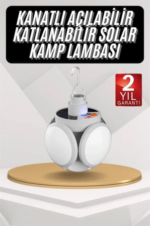 Hediye Kamp Lambası Güneş Enerjili Solar 5 Kanatlı Katlanır Lamba Karavan