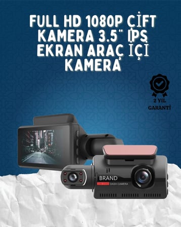 Hediye Çift Görüşlü Dashcam – Gece Görüşlü 1080p Araç İçi Güvenlik Kamerası