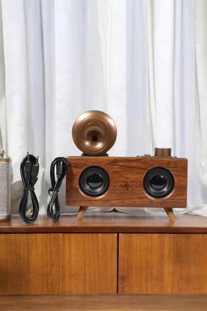 Hediye Bluetooth Hoparlör Ahşap Klasik Retro Gramofon Bluetooth Müzik Kutusu