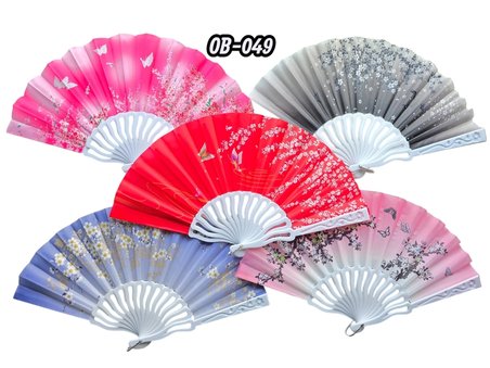 Hediye Plastik Kumaş Yelpaze 12'li Karışık Ob-049