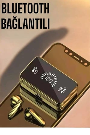 Hediye Aynalı Bluetooth Kulaklık Telefon Standlı Dijital Göstergeli