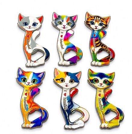 Hediye Kedi Tasarımı İstanbul Temalı Buzdolapı Süsü Magnet Alk5409