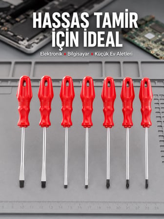 Hediye Düz Ve Yıldız Başlıklı 7li Tornavida Seti Ergonomik Tutma