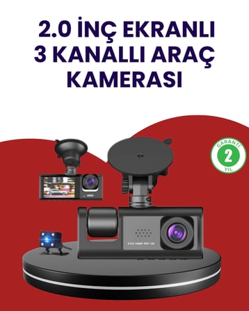 Hediye Üç Kameralı Araç Kamerası | Full Hd 1080p Ön + Hd İç/arka