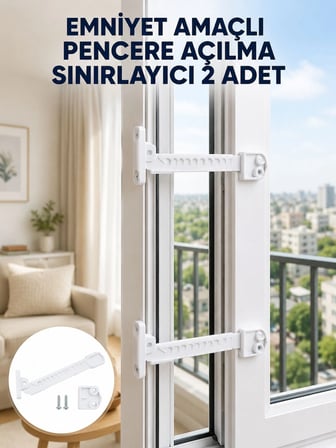 Hediye Emniyet Amaçlı Pencere Açılma Sınırlayıcı Aparat 2 Adet Yeni Nesil