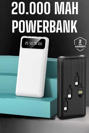 Hediye Powerbank 20.000 Mah Dijital Göstergeli Lcd Ekran Uzun Pil Ömrü