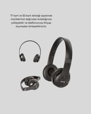 Hediye Kablosuz Bluetooth Kulaklık – Tf Kart, Aux, Mikrofonlu, Suya Dayanıklı, 10m Menzil