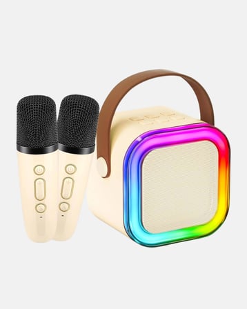 Hediye Taşınabilir Karaoke Hoparlör Bluetooth 5.0 Ve Çift Mikrofonlu