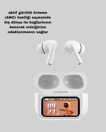 Hediye Anc Bluetooth Kulaklık – Dokunmatik, Powerbank Kutulu, Akıllı Sensörlü