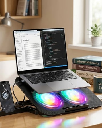 Hediye Notebook Soğutucu Stand Rgb Aydınlatmalı İki Fanlı Laptop Altlığı