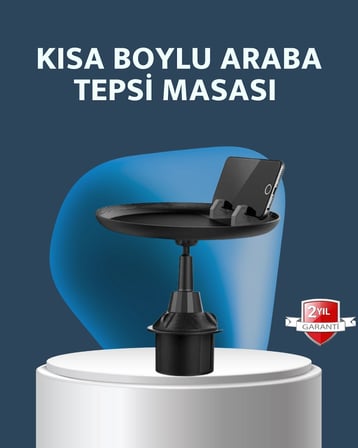 Hediye Araç İçi 360° Ayarlanabilir Bardaklık Tepsisi Geniş Yüzeyli Ve Telefon Standlı