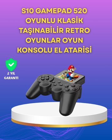 Hediye 2.4 İnç Ekranlı 500 Oyunlu Taşınabilir Retro Oyun Konsolu, Şarjlı El Tipi Mini
