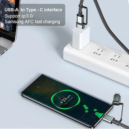 Hediye 4’ü 1 Arada 100w Akıllı Tasarım Yüksek Dayanıklılık Çoklu Uyumlu Örgülü Hızlı Şarj Kablosu