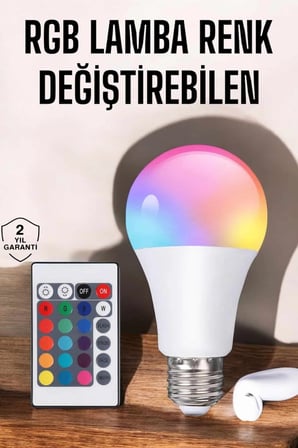 Hediye Led Ampul Enerji Dostu Rgb Işıklı 100w Led Işık