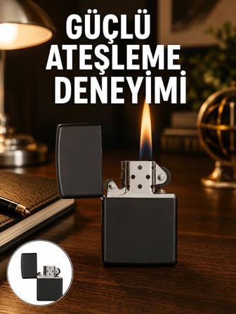 Hediye Çakmak Parlak Siyah Doldurulabilir Hedyelik Eşya Yeni Nesil