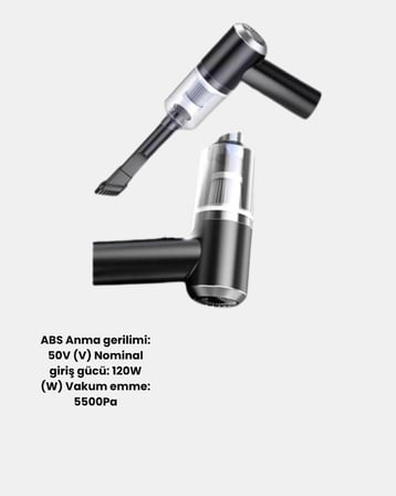Hediye Taşınabilir Vakumlu Araç Süpürgesi – Katlanabilir Sap, Yıkanabilir Filtre, 120w Motor