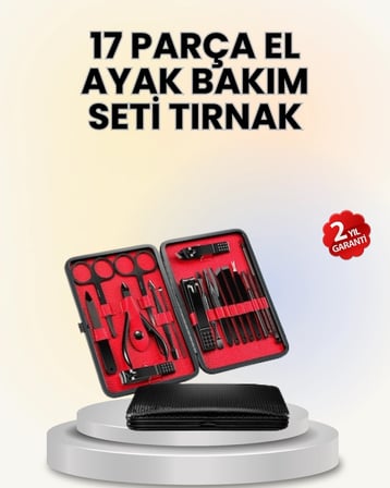 Hediye 17 Parçalık Deri Kaplamalı Manikür Seti