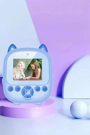 Hediye Dijital Video Fotoğraf App Destekli Çocuk Kamerası Termal Resim Kağıt Baskılı Yazıcı Mavi