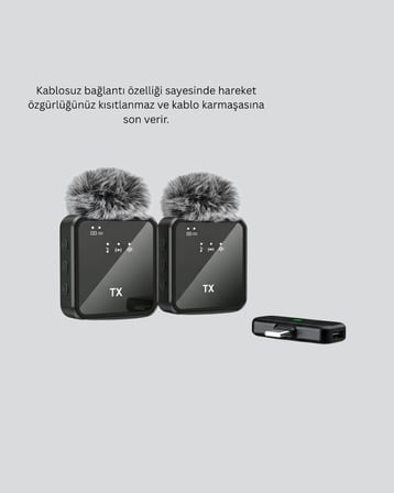 Hediye Profesyonel Ses Kayıtları İçin 2’li Kablosuz Yaka Mikrofon Seti