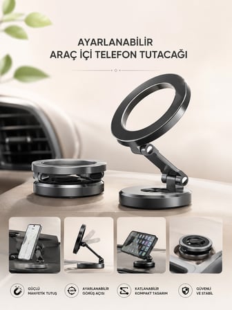 Hediye Araç İçi Telefon Tutacağı Manyetik Tasarım Ayarlanabilir