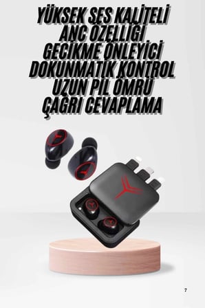 Hediye Kablosuz Şarj Göstergeli Powerbank Özellikli Bluetooth Kulaklık Çağrı Cevaplayabilen
