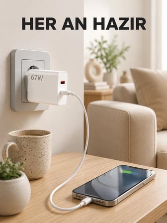Hediye 67 Watt Type C Şarj Adaptörü Asus Zenfone 7 8 9 Uyumlu Yeni Nesil