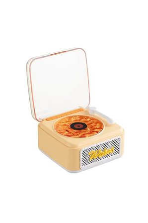 Hediye Nostalji Mini Plak Görünümlü Radyolu Bluetooth Hoparlör 3d Ses Dalgası Retro Müzik Plak Sarı