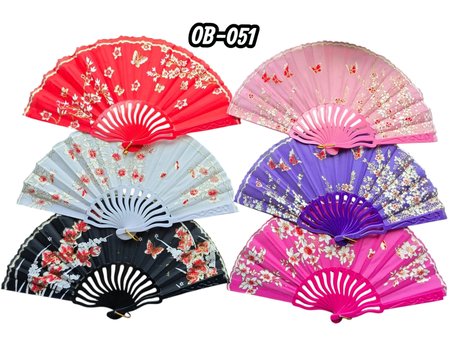 Hediye Plastik Kumaş Yelpaze 12'li Karışık Ob-051