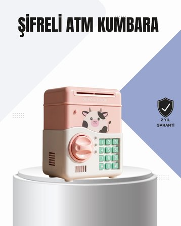 Hediye Pembe Elektronik Şifreli Otomatik Para Çeken Atm Kumbarası