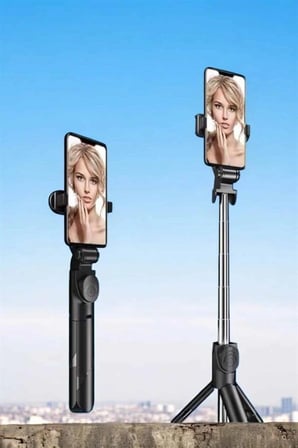 Hediye Tripod Kablosuz Bluetooth Bağlantılı Selfie Çubuğu 360 Derece Dönebilen
