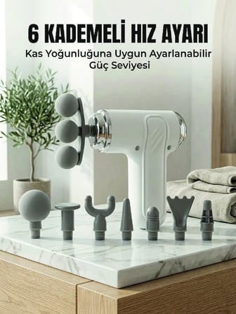 Hediye Profesyonel Kas Gevşetici Masaj Tabancası 8 Değiştirilebilir Başlıklı Kablosuz Masaj Cihazı