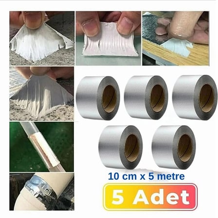 Hediye 5 Li Su Geçirmez Çatlak Bandı 10cm 5m Yüksek Sıcaklık Dayanıklı Çatı Boru Duvar Onarım Çamur Bant