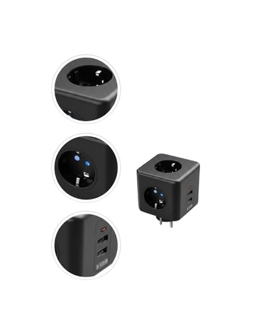Hediye Akım Korumalı Küp Priz 3 Priz Girişi Ve 3 Usb Şarj Özellikli