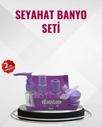 Hediye Seyahat Boy Banyo Seti 5’li Mini Şişe Ve Krem Kutusu Çantalı
