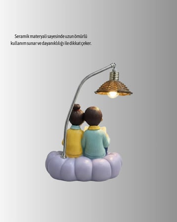 Hediye Sevgiliye Özel Çift Figürlü Led Masa Lambası Okuyan Çift Tasarım