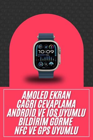 Hediye 49mm Akıllı Saat Amoled Ekranlı Kadın Erkek Kol Saati Plastik Kordon Yeni Nesil