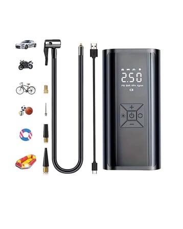 Hediye Kablosuz Lastik Şişirme Kompresörü Dijital Ekranlı Powerbank Özellikli Hava Pompası