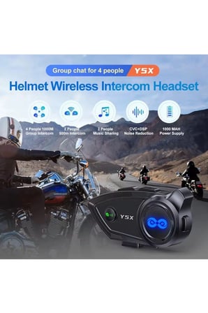 Hediye Y5x Rgb Işıklı Intercom 5 Kişi Bağlantılı 1000mah Motosiklet Bluetooth Kulaklık Seti